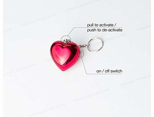 Sure Metallic Red Heart Shaped Personal Attack Rape Alarm Security Device - Metallic Red colour