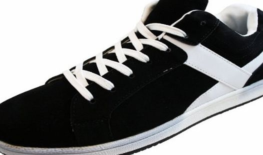 Surf 4 Shoes Mens Cheap White Black Faux Leather Suede Skate Trainers Shoes Gents Size UK 9