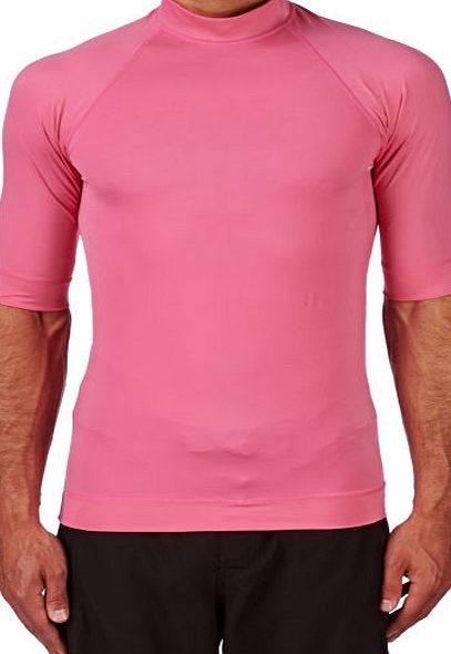 Surfdome Mens Surfdome Blank Short Sleeve Rash Vest - Pink