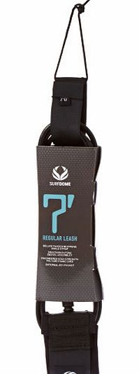 Surfdome Regular Black 5mm Surfboard Leash - 7ft 0