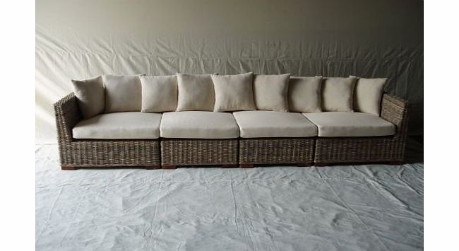 Sustainable Furniture UK Ltd Sustainable Furniture Natural Wicker 4 Sectional Puri Sofa