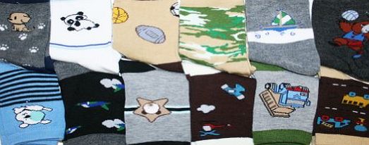 Swan Boys Assorted Designs Crew Socks, 12 Pairs Per Pack. Boy Colors #357_LARGE