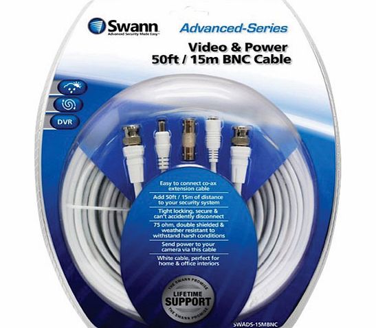 Swann Video and Power 50ft / 15m BNC Cable