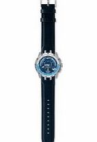 Swatch Just Light Mens Blue Dial Blue Leather