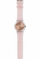 Swatch Ladies Glistar Pink Silicone Strap Watch