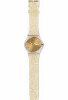 Swatch Ladies Golden Sparkle Silicone Strap Watch