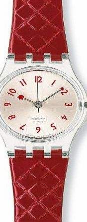 Swatch Ladies Strawberry Jam Red Leather Strap Watch