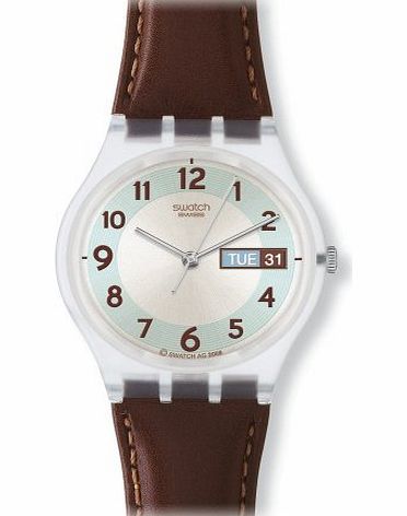 Swatch Unisex Blue Conker Blue Dial Leather Strap Watch