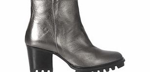 SWEAR LONDON Roisin silver leather block heel boots