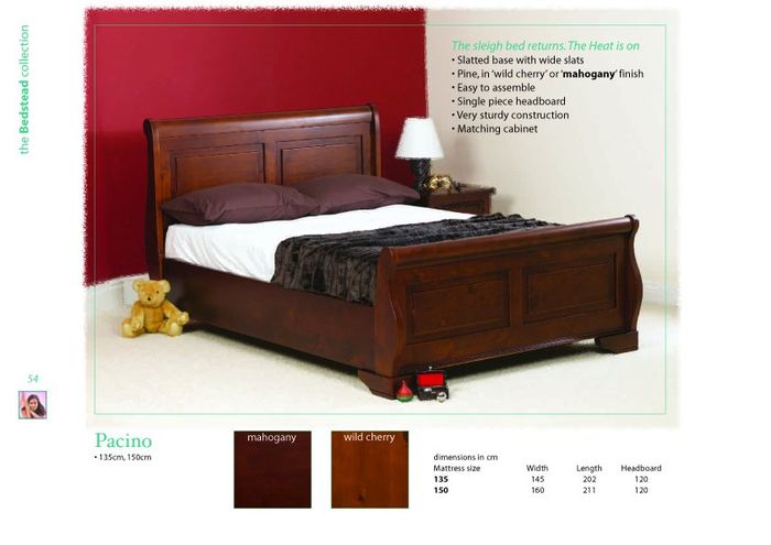 Sweet Dreams Beds Pacino 4ft 6 Double Wooden Sleigh Bed