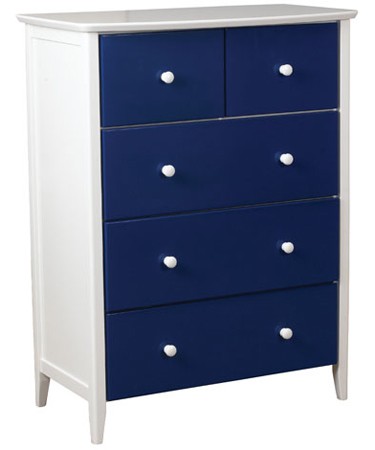 Blue Shaker Style Five Drawer Chest
