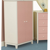 Kipling 2 Door Wardrobe in Pink and White finished Rubberwood