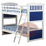 Sweet Dreams Kipling 90cm Single Bunk in blue and White finished Rubberwood