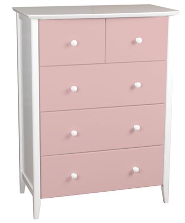 Pink Shaker Style Five Drawer Chest