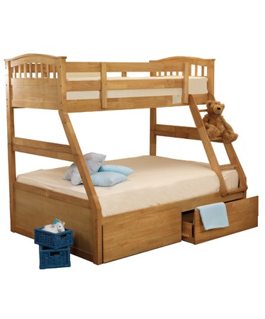 Sweet Dreams Shaker Natural Oak Finish Three Sleeper Bunk Bed