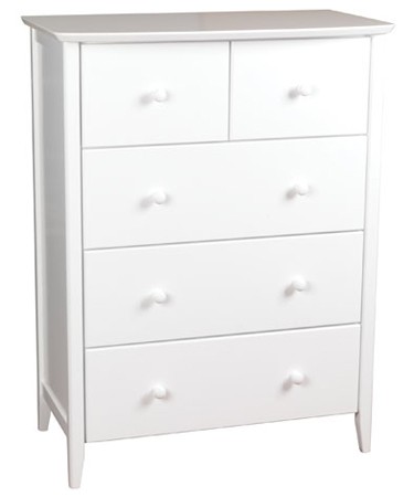 Sweet Dreams White Shaker Style Five Drawer Chest