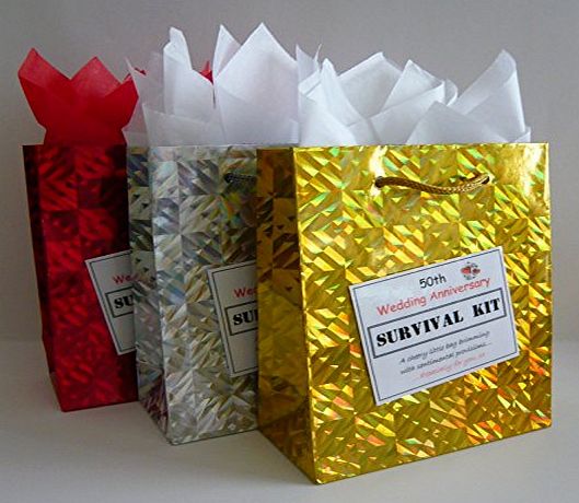 Sweet Gifts Online 50th Golden Wedding Anniversary Survival Kit. Fun Gift Idea. Novelty Present.