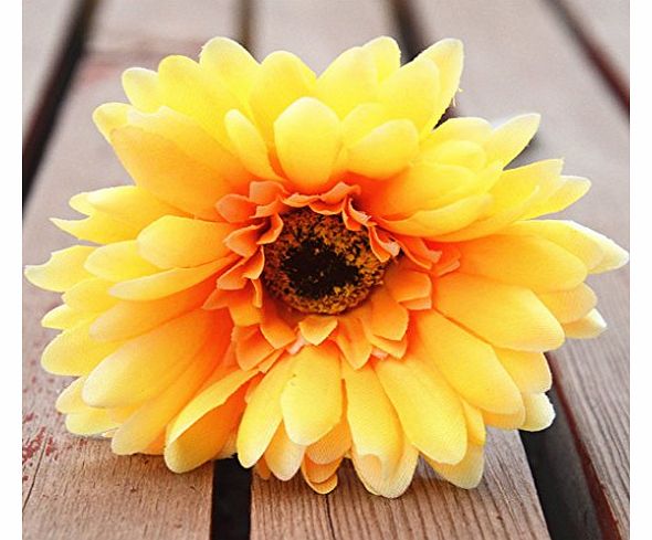Sweet Home Silk Cloth Gerbera Stems Artificial Flowers For Weddings Party/Home Floral Arrangements (bright yellow)