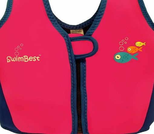 SwimBest Swim Jacket / Swim Vest - Pink/Royal Navy (cute fish logo) - 18-36 mnths - adjustable buoyancy