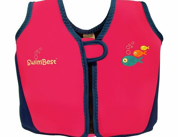 SwimBest Swim Jacket / Swim Vest - Pink/Royal Navy (cute fish logo) - 3 to 6 years - adjustable buoyancy