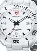 Swiss Eagle Mens Dive Torpedo White Silver Watch