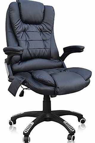 Luxury 6-Point Massage Reclining Designer Office Massage Chair (Black)