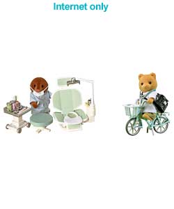Sylvanian Families Dentist Play Set and Doctor and Bike Set