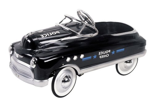 1930s Metal Pedal Car in Black with Police Decals