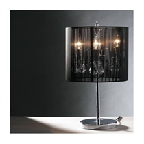 Table Lamp - Crystal Chandelier w/Blk Ribbed Shade