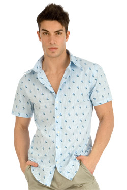 Retro Grenada Shirt With Box Detail Blue