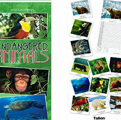Tallon 2015 Endangered Animals Super Slim Month Per Page Wall Calendar - 12 Images 0503