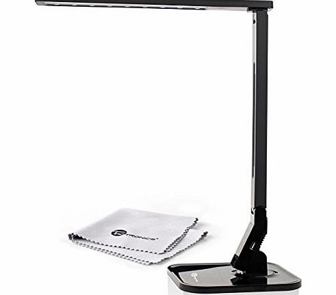 Elune Touch Control, 5-Level Dimmable LED Desk Lamp (4 Lighting Modes, 1-Hour Auto Timer, 5V/1A USB Port, Foldable Lamp) - Black