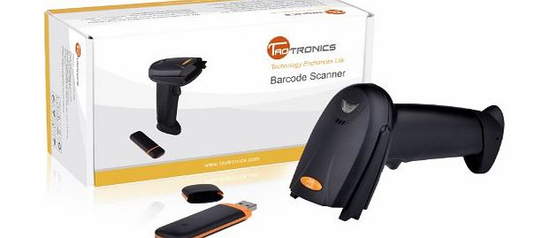 TT-BS012 Wireless Cordless Handheld Barcode Bar Code Scanner Reader Kit - Black, 32-bit Decoder, Anti-interference, Mobile Moveable, Optical Laser,Short Range