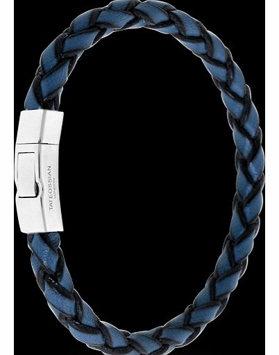 Mens Scoubidou Blue Leather Bracelet
