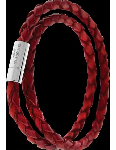 Mens Scoubidou Red Leather Wrap