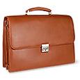 Men` Brown Italian Leather Multi-compartment Briefcase