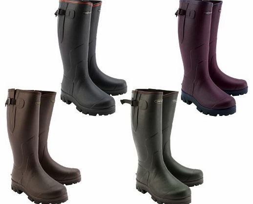 ROOK 6/39 Brown - Wide Calf Adjustable Warm and Comfortable Neoprene Knee Length Wellington Boots in Brown, Green, Mulberry and Navy - For Ladies, Men, Women - Premium Quality Waterproof Robu