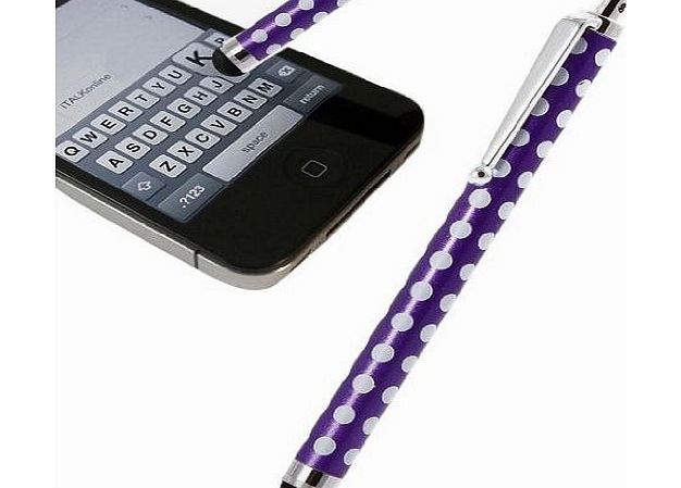 New Pratical Polka Dot Purple Stlyus for all phones including all Smart phones, PDA, Tablets including Iphone 5S, 5C, 5, 4s 4, 3gs, 3 Samsung S4. S3, all devices with Smart Touch by TB1 Products 
