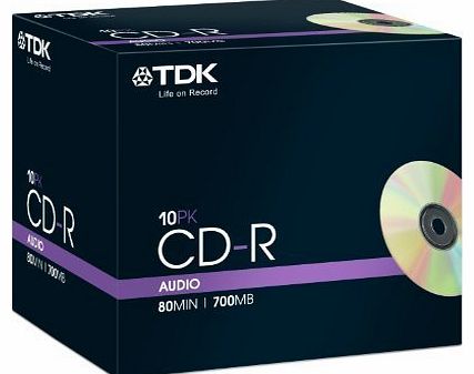 10 Jewel Cased TDK CD-R Writeable for Audio Recorders