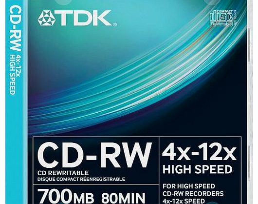 TDK T18792 CDRW High Speed 12x 10 Pack Slim Jewel Case