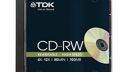 TDK  3 Tdk Jewel Case Cd-Rw Rewritable Disc 4X-12X Speed 80Min/ 700Mb, Best Price