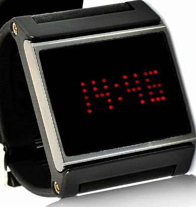 TechAffect Black Touch Screen Wristwatch - Super Cool Retro Digital Display Watch - Red LED with Date