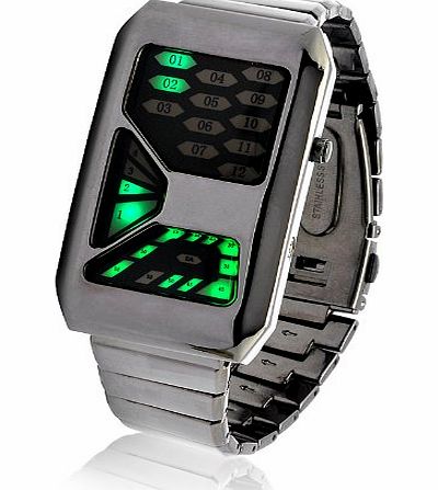 Futuristic Space fans LED Light Watch - 28 Green LED Lights - The watch that looks like youve just come off the Star Trek Enterprise