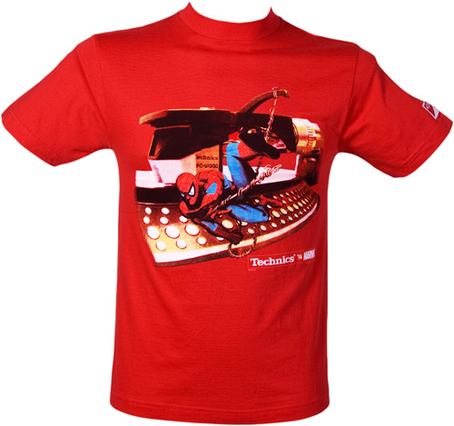 Mens Swinging Spiderman Red T-Shirt from