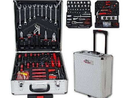 TecTake 251 Pcs Aluminium Metal Tool Box Kit Set Storage Trolley With Chrome Vanadium Tools