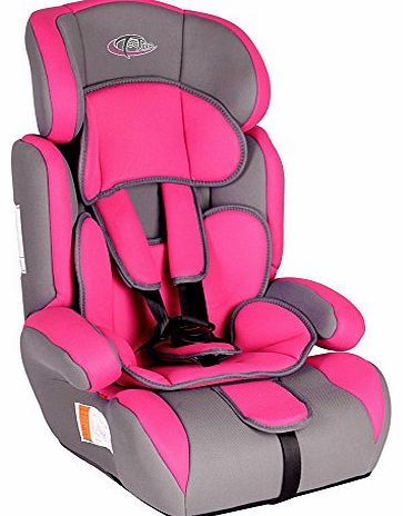 TecTake Car Seat Group 1 2 3 1-12 years 9 - 36 kg pink-grey