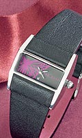 Womens Butterfly Print Black Leather Strap Watch