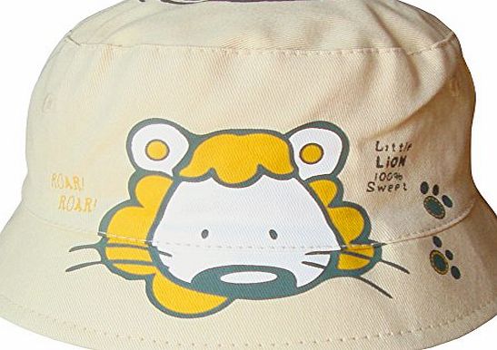TeddyTs Baby Boys amp; Girls Unisex Lion Safari Bucket Style Summer Sun Beach Hat (12-18 Months (50cm), Cream)