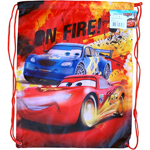 TeddyTs Boys & Girls Colourful Disney Drawstring Swim Gym Bag (Cars ``On Fire!``)