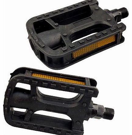 TekBox Pair of Replacement Bike Bicycle Pedals for 9/16`` Spindles / For BMX, Mountain Bike MTB - with Reflectors